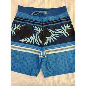 Burnside Size 32 Swim trunks Multiple Blues and Floral Print Vintage Vibe
